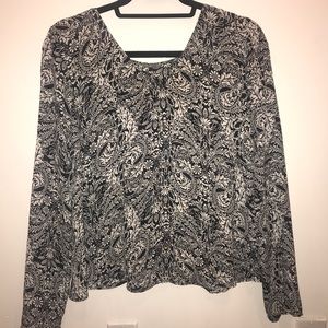 Black and white patterned blouse